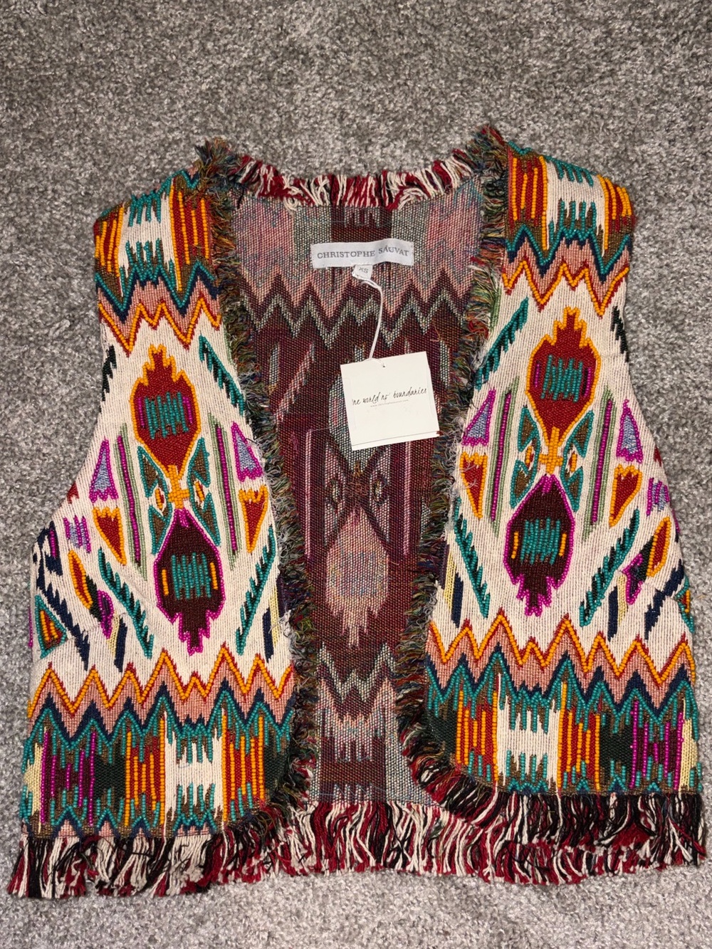 Christophe Sauvat Embroidered Boho Fringe Vest